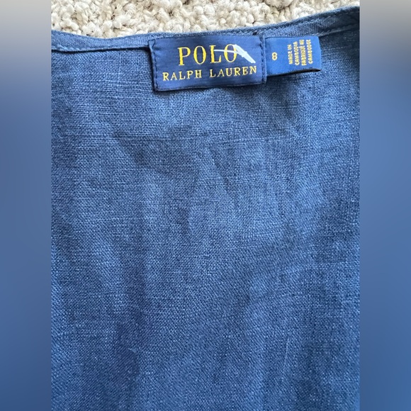 New Ralph Lauren Midi 100% Linen Navy Dress (8) - Picture 5 of 16